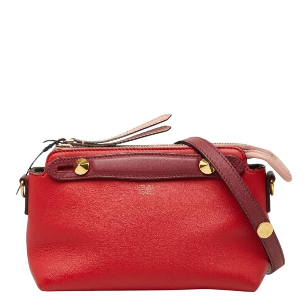 Fendi By The Way 2way Shoulder Bag Red Pink Leather